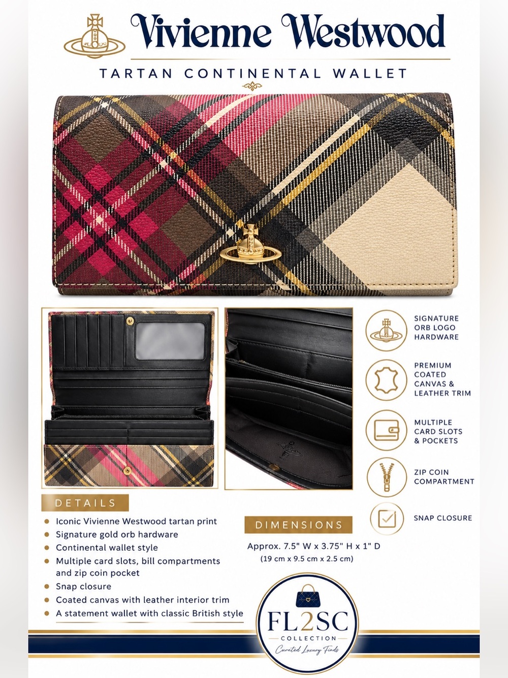 Vivienne Westwood Plaid Leather Wallet - Picture 3 of 6